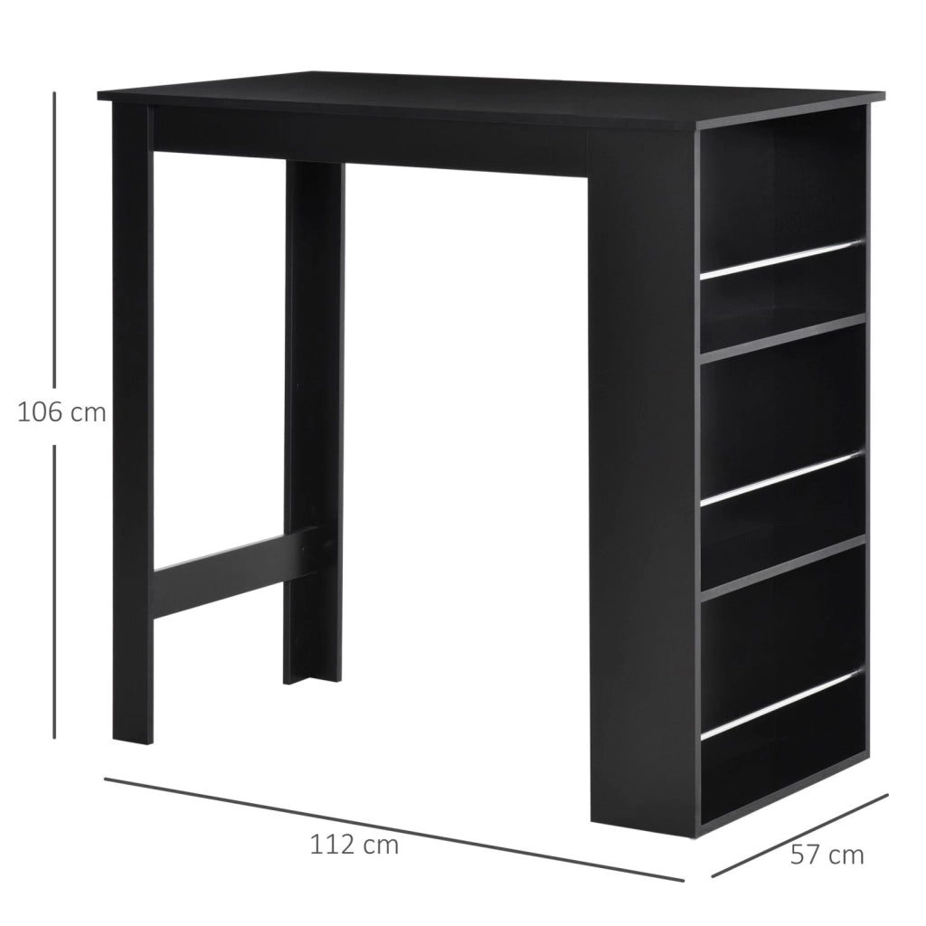 EasyComfort Bancone da Cucina Tavolo Alto con 3 Mensole in Legno, Tavolo da Bar Cucina Arredamento Moderno Casa e Bar, 112x57x106cm, Nero