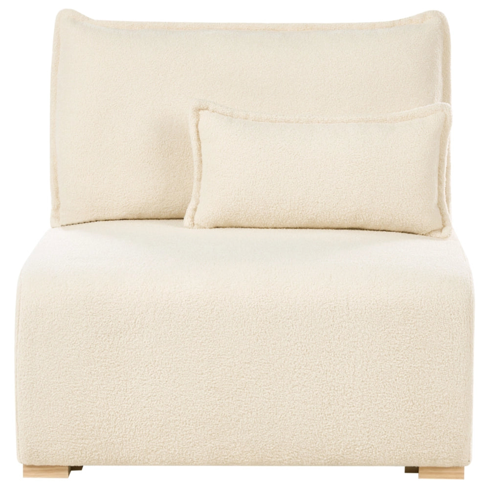 Divano componibile bianco sporco Boucle imbottito con funzione letto e contenitore Stile minimalista