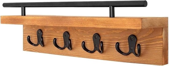 Sostegno per chiavi in legno con pannello e 4 ganci per ingresso, cucina, ufficio e bagno