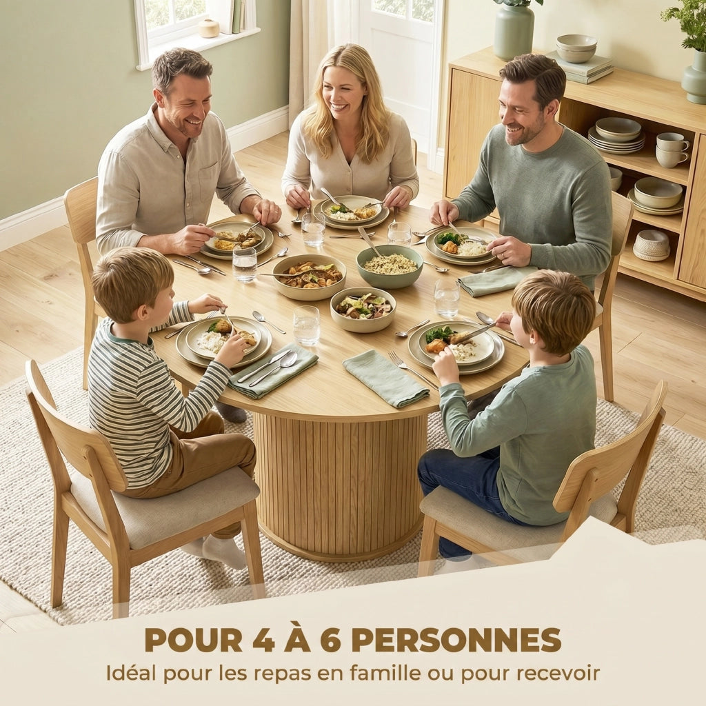 Tavolo da pranzo rotondo allungabile 4-6 persone ¨C Xylo ¨C ? 120x75 cm legno naturale base cannelata