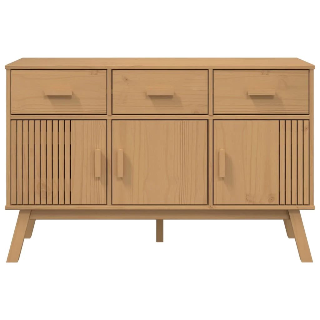 Buffet credenza cassettiera armadio mobile contenitore organizer per cucina soggiorno salotto 114 x 43 x 73,5 cm legno massello di pino marrone 02_0036179