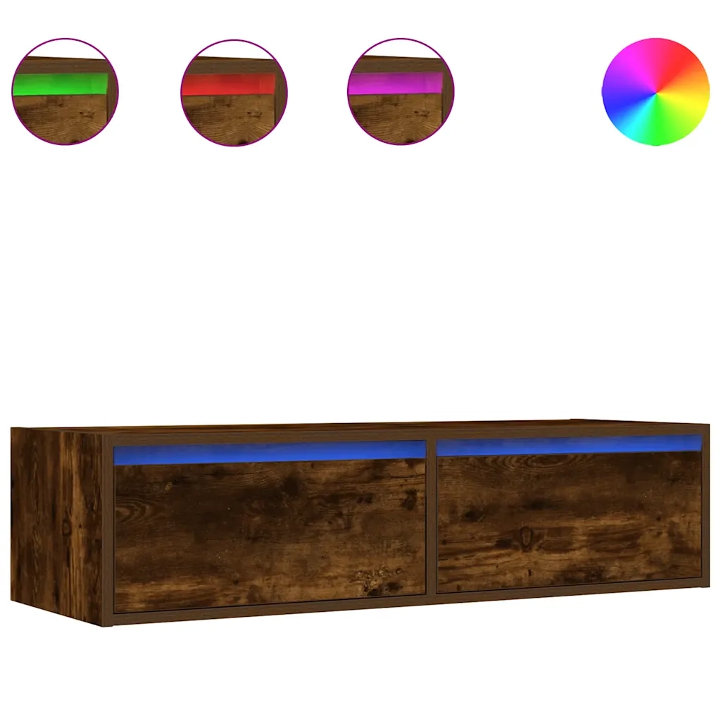 vidaXL Mobile Porta TV con Luci LED Rovere Fumo 100X35,5x25 cm