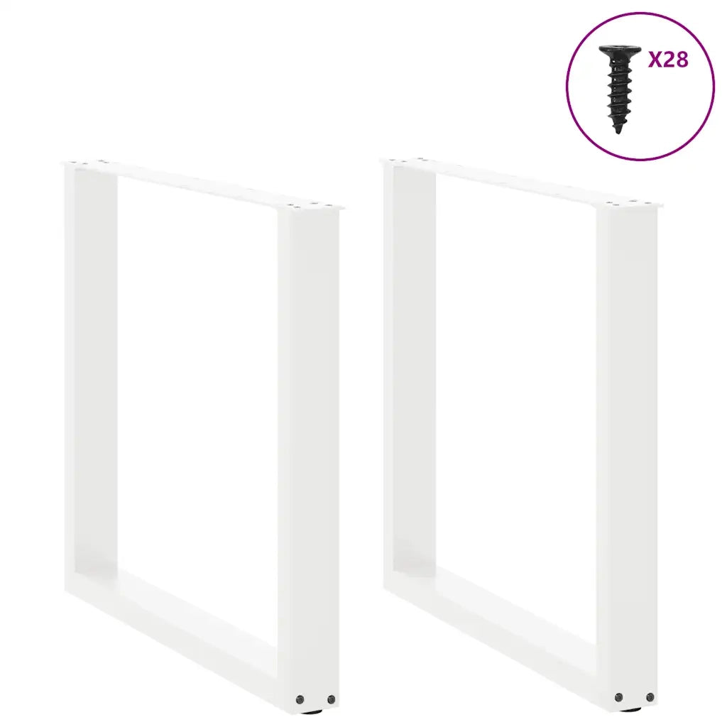 Gambe per tavolo da pranzo a forma di U 2 pz bianche 80x(72-73) cm in acciaio 4013189