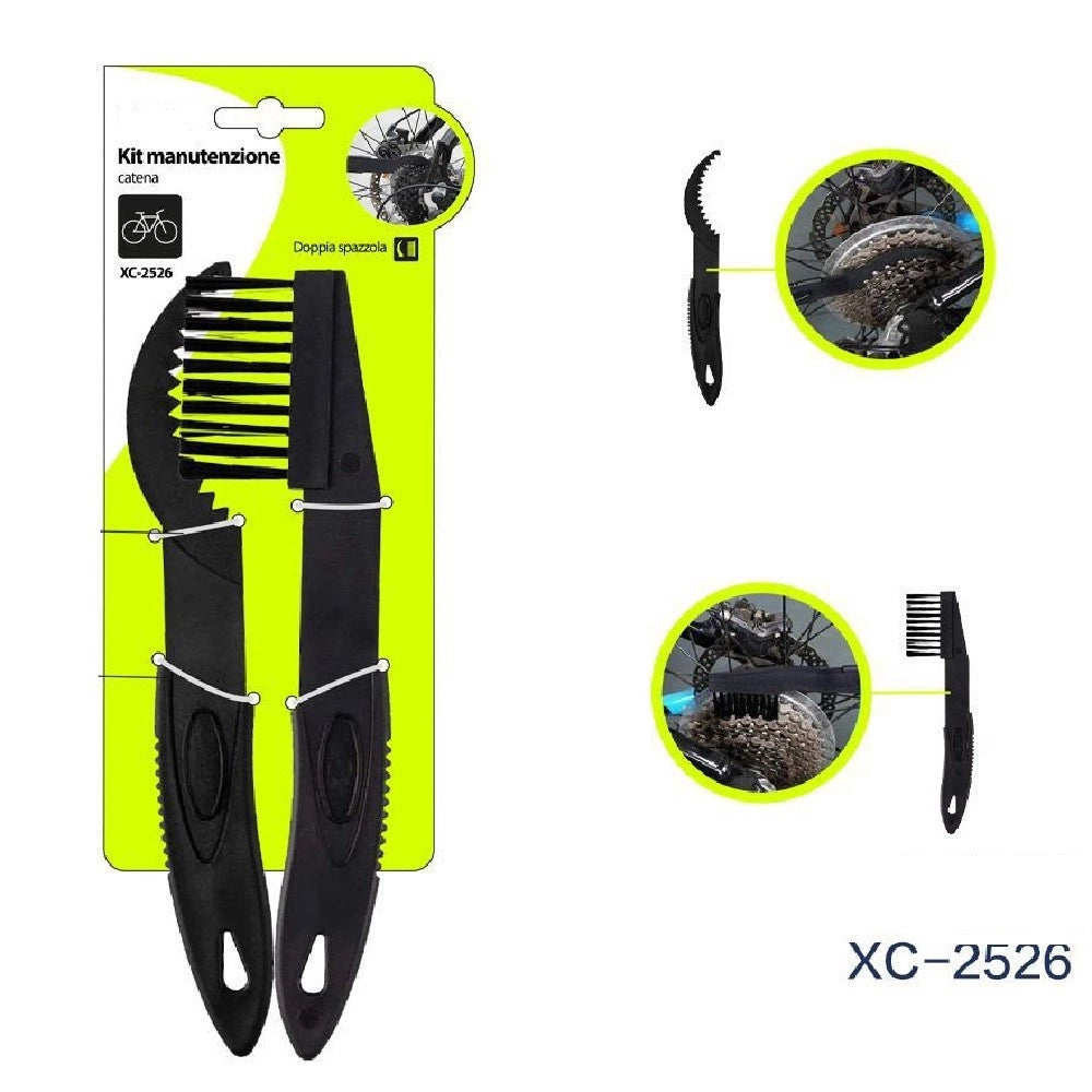 Trade Shop - Kit 2 Spazzole Pennello Pulizia Manutenzione Catena Pignoni Volano Bici Xc-2526 -