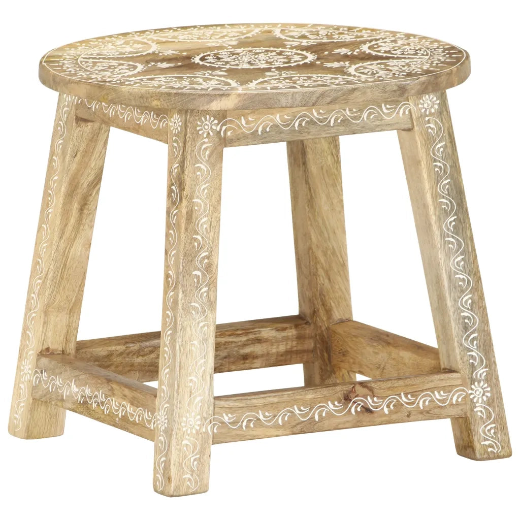 Sgabello Dipinto a Mano 38x38x35 cm in Legno Massello di Mango 287445