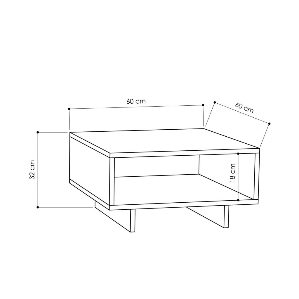 Sondalo, Tavolino da Salotto un Vano, 60x60x32h cm Bianco Antracite