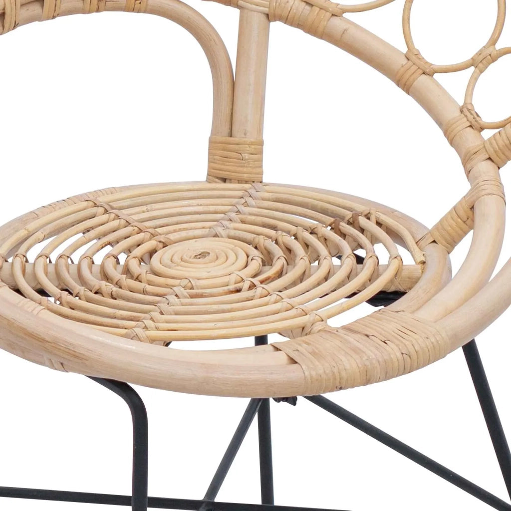 Sedia da pranzo 2 pcs Rattan e Ferro Naturale 54 x 65 x 82 cm