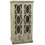 Vetrina in legno beige, 100x45x196 cm
