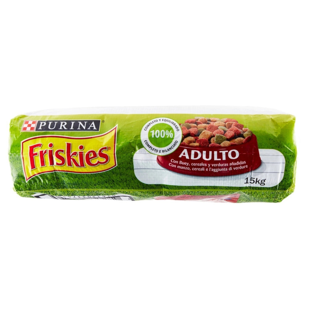 Multipack da 2 pz di purina friskies crocchette con manzo e aggiunta di verdure per cani adulti 15 kg cad