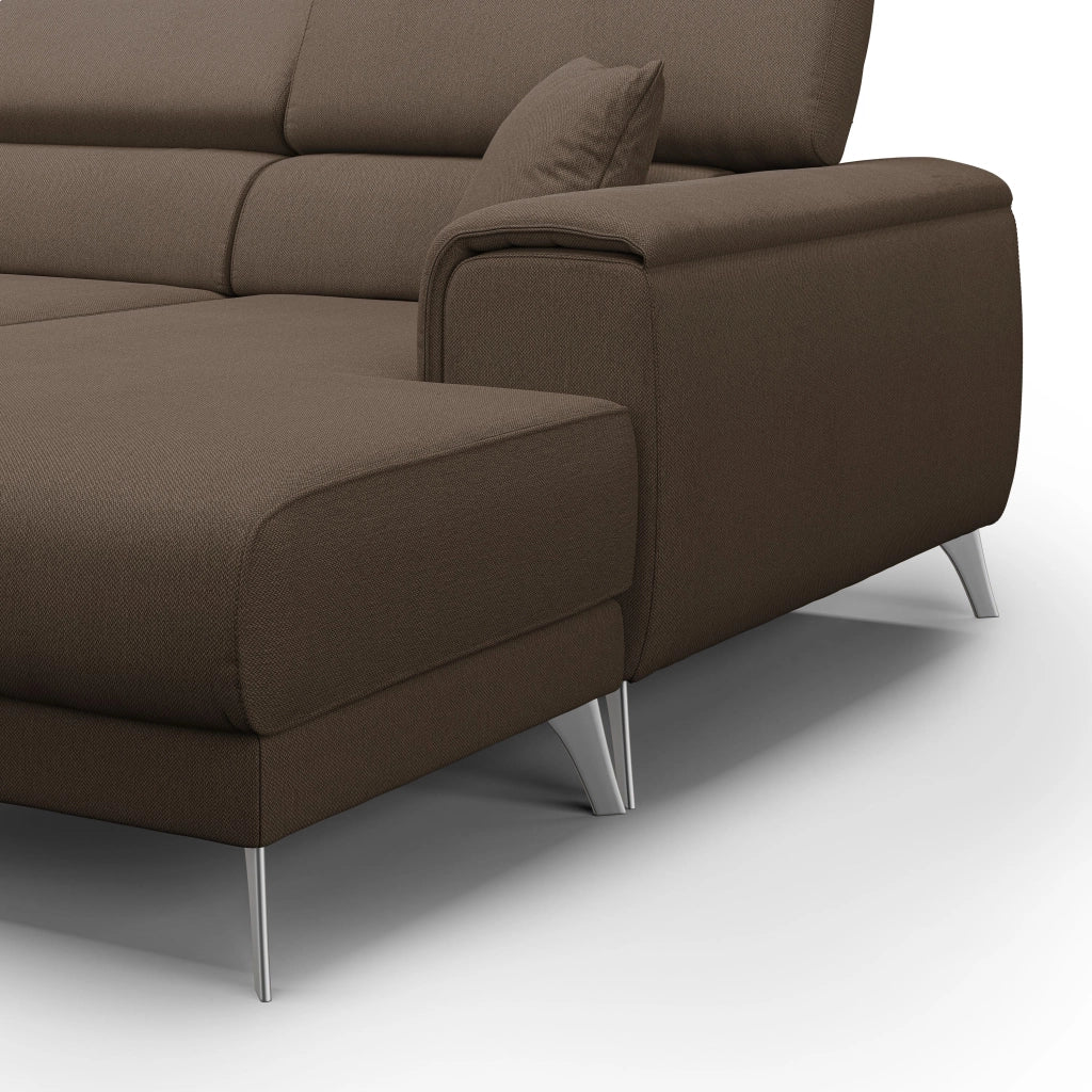 Fusion Divano angolare con sedute scorrevoli in tessuto morbido smacchiabile T05 260 cm Sinistro marrone