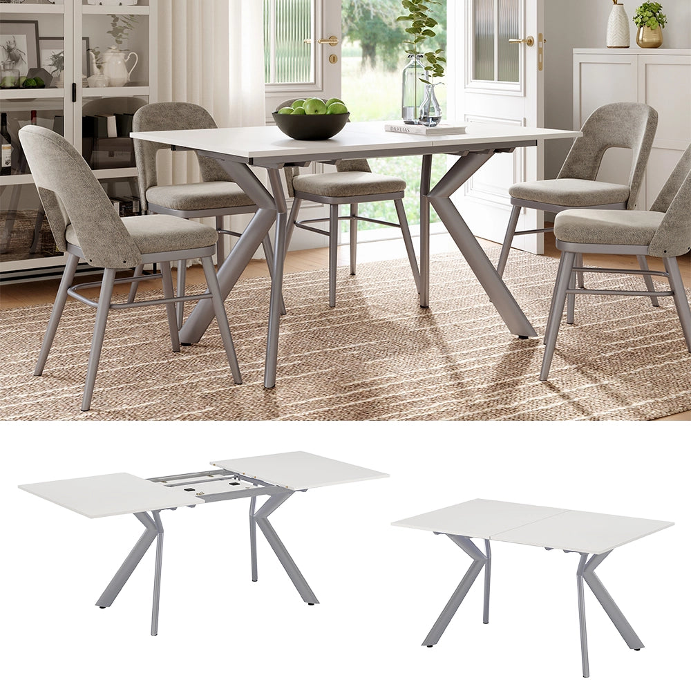 Vicco Tavolo da pranzo Bianco/Grigio 140 x 90 cm Estensibile