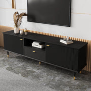 Mobile porta tv nero con 2 ante e cassetto; mobile tv 170 cm moderno nero e oro in MDF