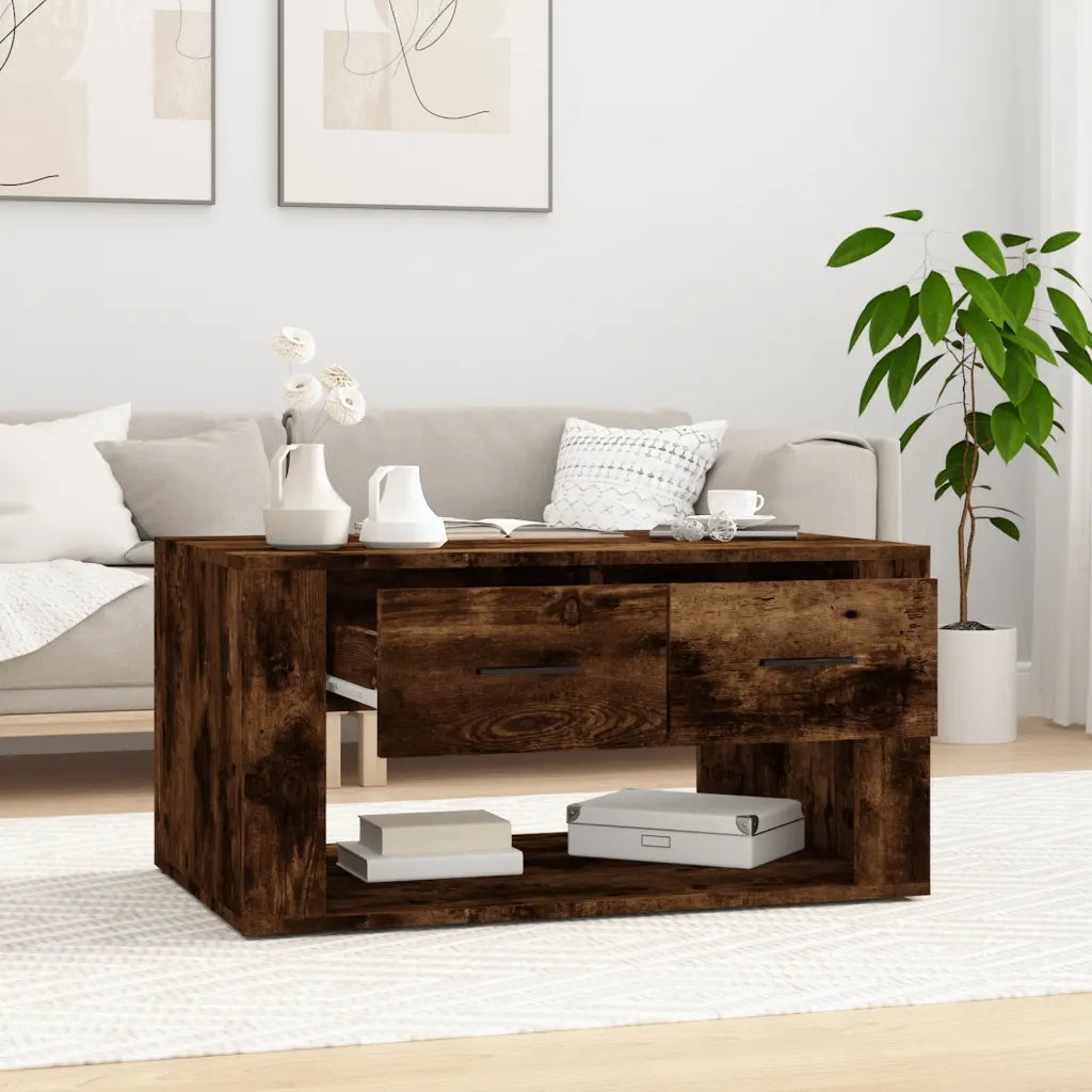 Tavolino da Salotto Rovere Fumo 80x50x40 cm Legno Multistrato 816533