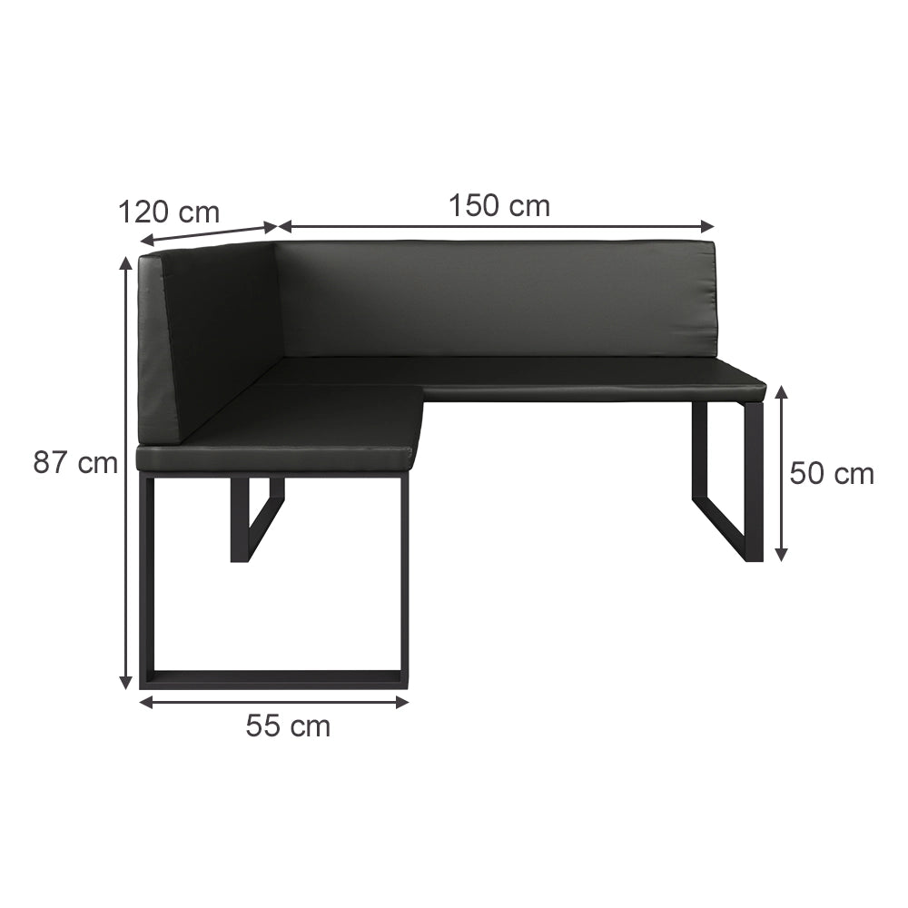 Vicco panca ad angolo Nero 120 x 150 cm