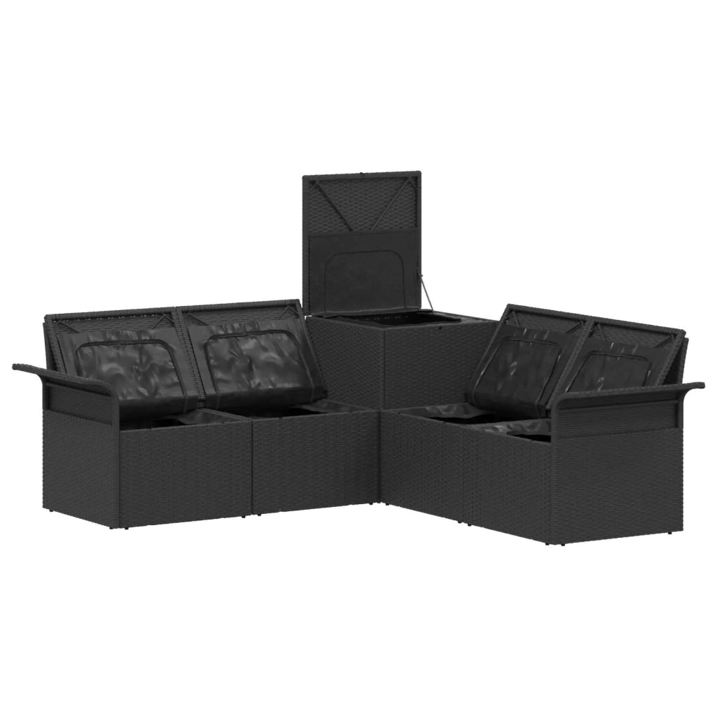 Set di divani 5 pz Nero e Blu Rattan sintetico e Acciaio 3447733