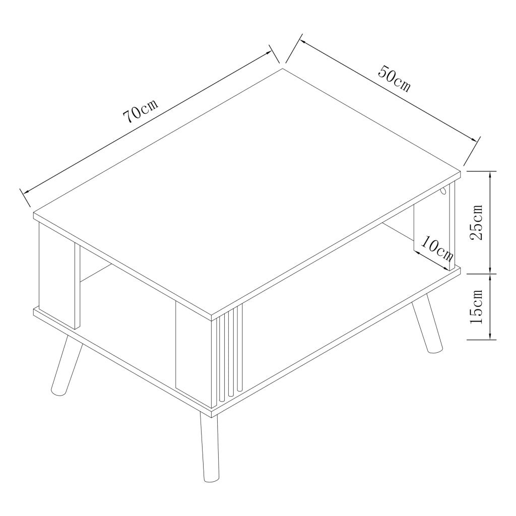 Tavolino Basso 'Århus' con 2 Piani Rettangolari - Effetto Rovere [en.casa]