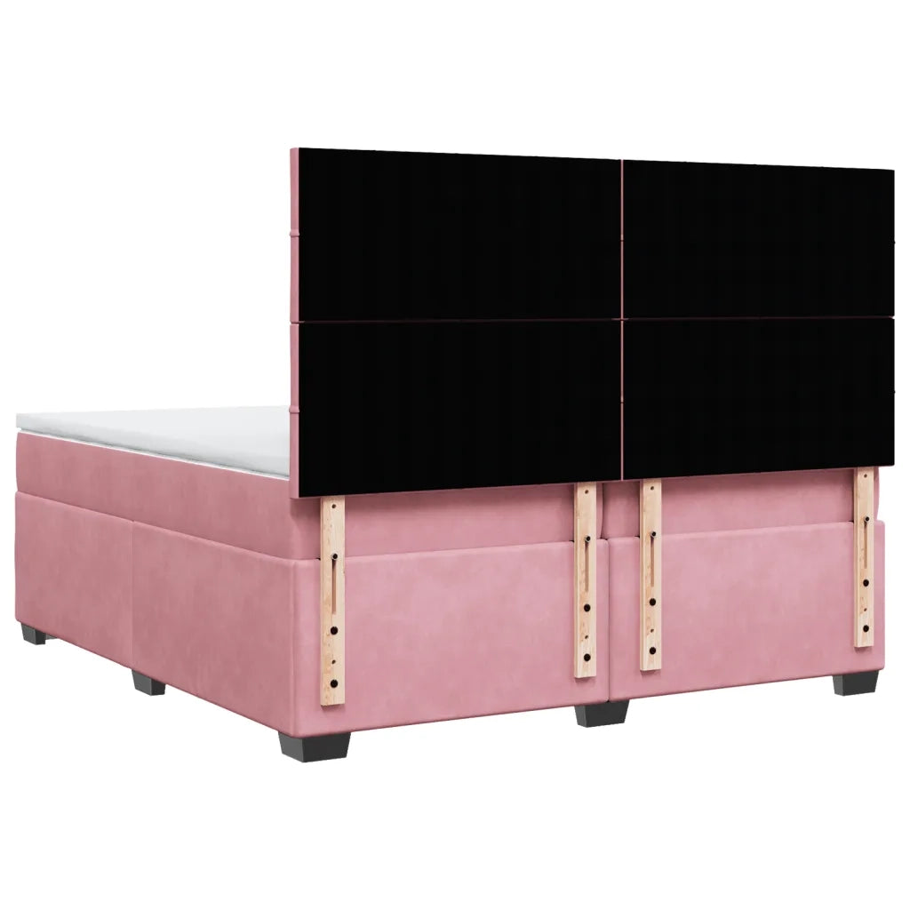 Giroletto a Molle con Materasso Rosa 200x200 cm in Velluto