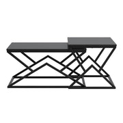 Tavolino da caffè con struttura geometrica - per soggiorno - in metallo e pannello truciolare - 80x50x40 cm - nero