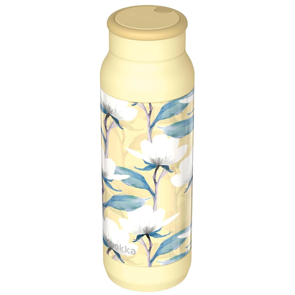 Bottiglia termica Pulse 700ml in acciaio inossidabile Motivo Magnolia ad Acquerello Giallo Quokka