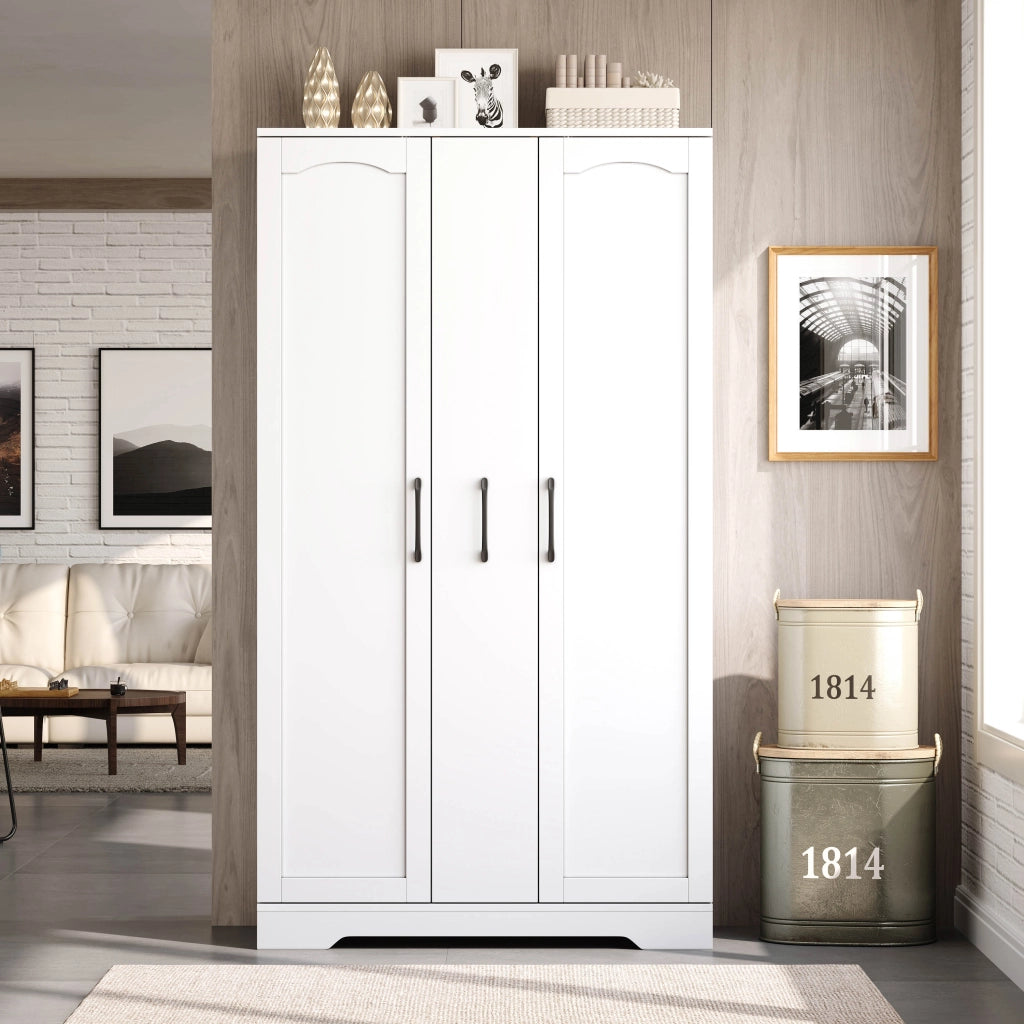 Credenza da cucina con estraibile verticale a 4 livelli, 2 ante e ripiani regolabili per cucina e soggiorno, bianco 150 × 78 × 40 cm