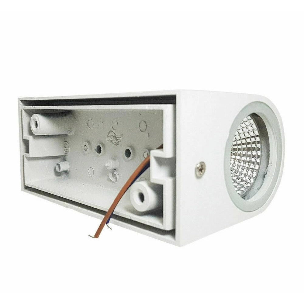 Trade Shop - Applique Doppia Luce Led 10w Nero Bianco Lampada Parete Up Down Faretto Esterno - Bianco-bianco Freddo      -