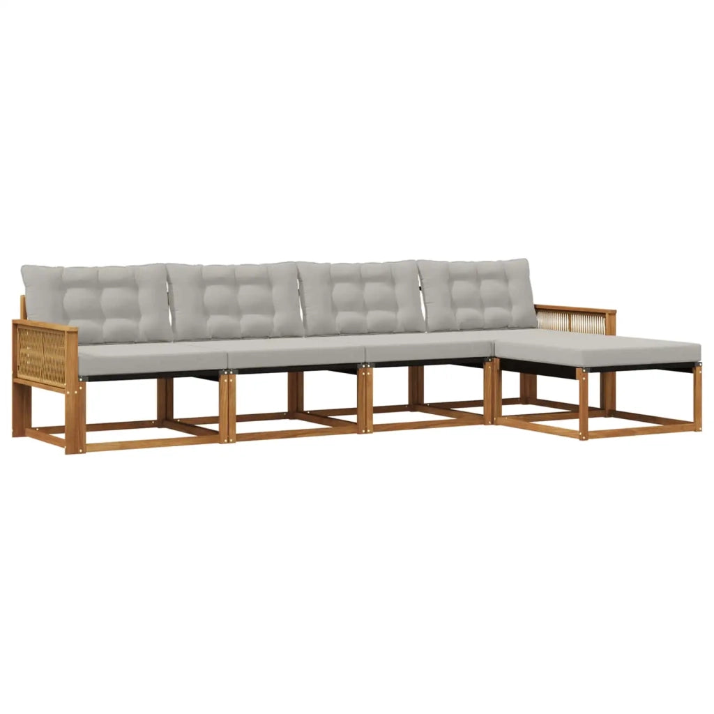 Set di divani da esterno 5 pz Naturale e Grigio Chiaro 3381363