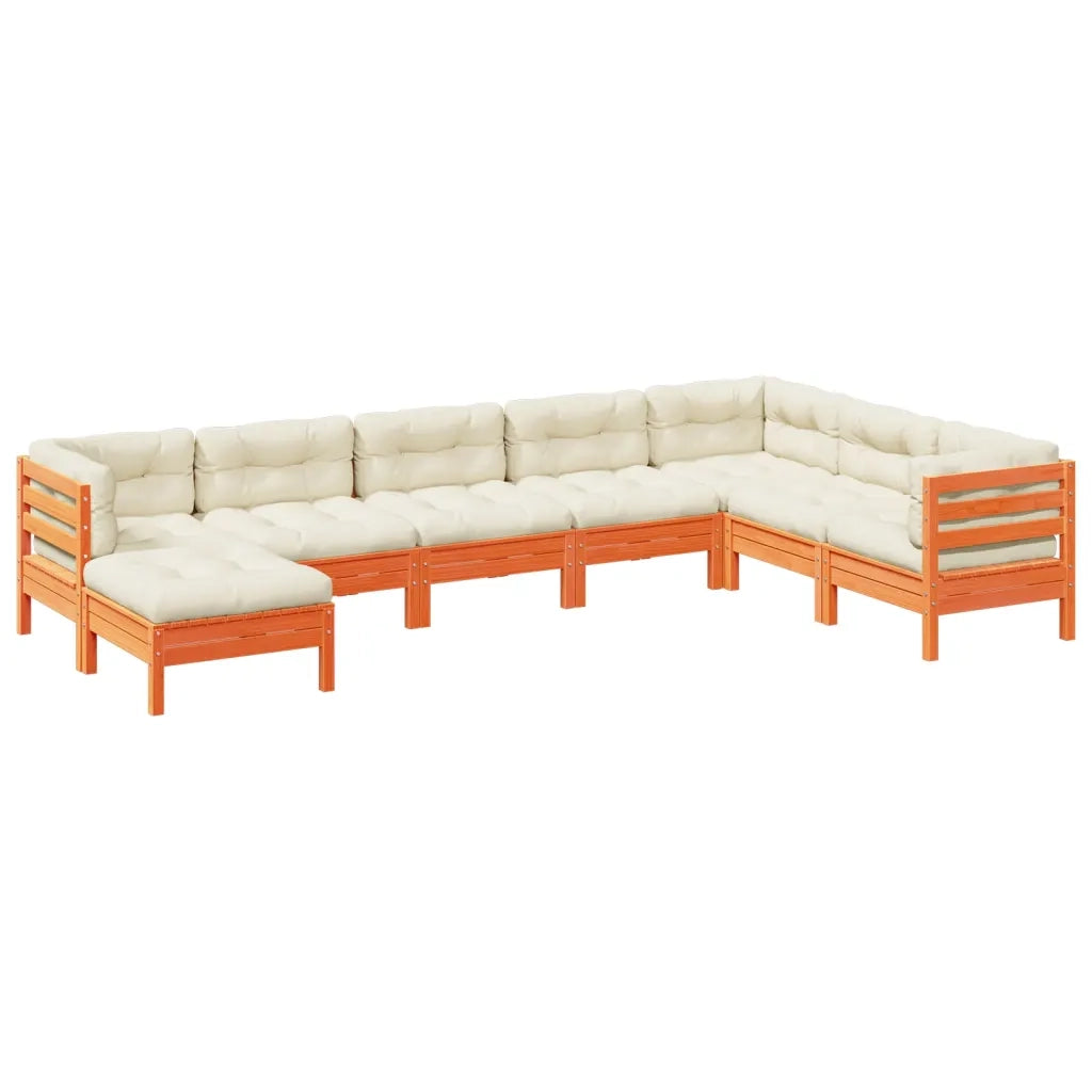 Set Divani Giardino 8 pz con Cuscini Marrone Cera Massello Pino 3299578