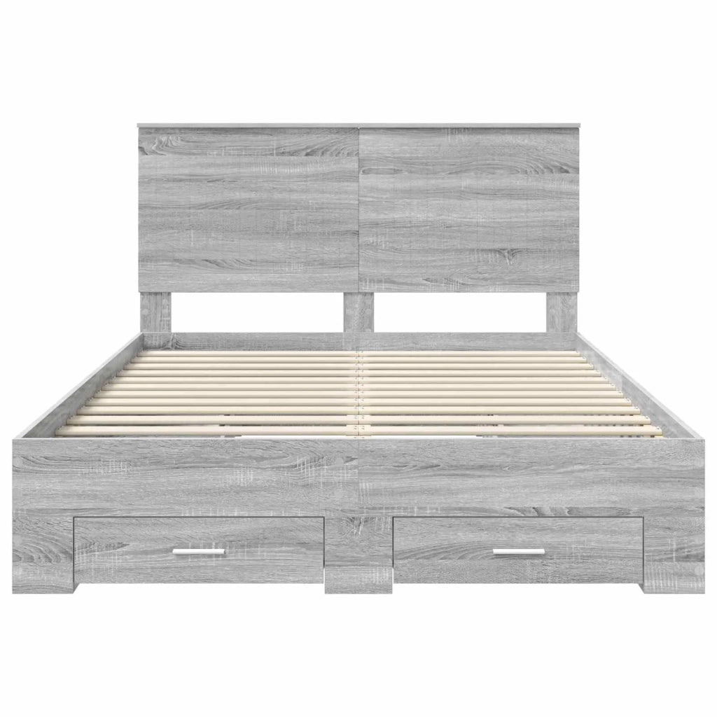 Struttura del letto con testiera Grigio Sonoma 135 x 190 cm