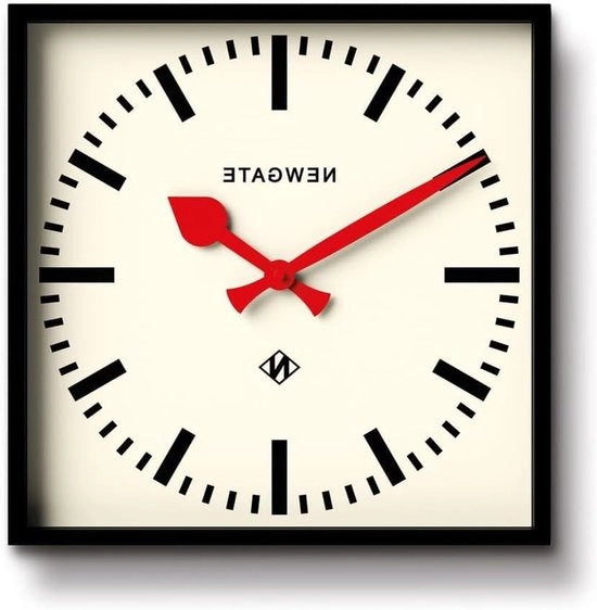 Orologio Ferroviario a Muro - Orologio Quadrato - Orologio da Cucina - Orologio da Ufficio - Orologio Retro - Orologio Designer - Orologio da Stazione - Orologio a Marchio (Mani Rosse)