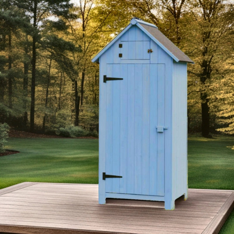 Armadio da giardino in legno di abete azzurro 64x44 cm – 3 ripiani e tetto bitumato – impermeabile – ARM0805 Foresta