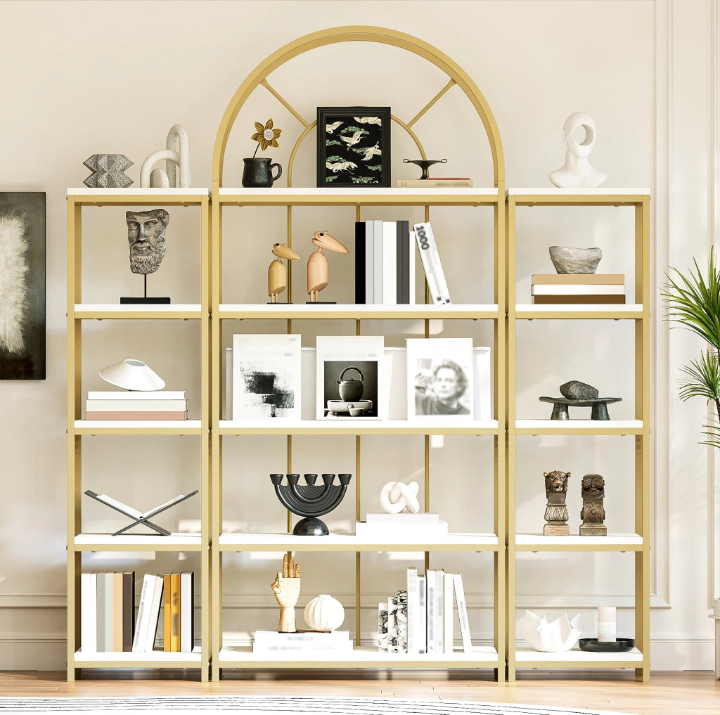 Libreria modulare 3 elementi 163x30x184 cm bianca e oro