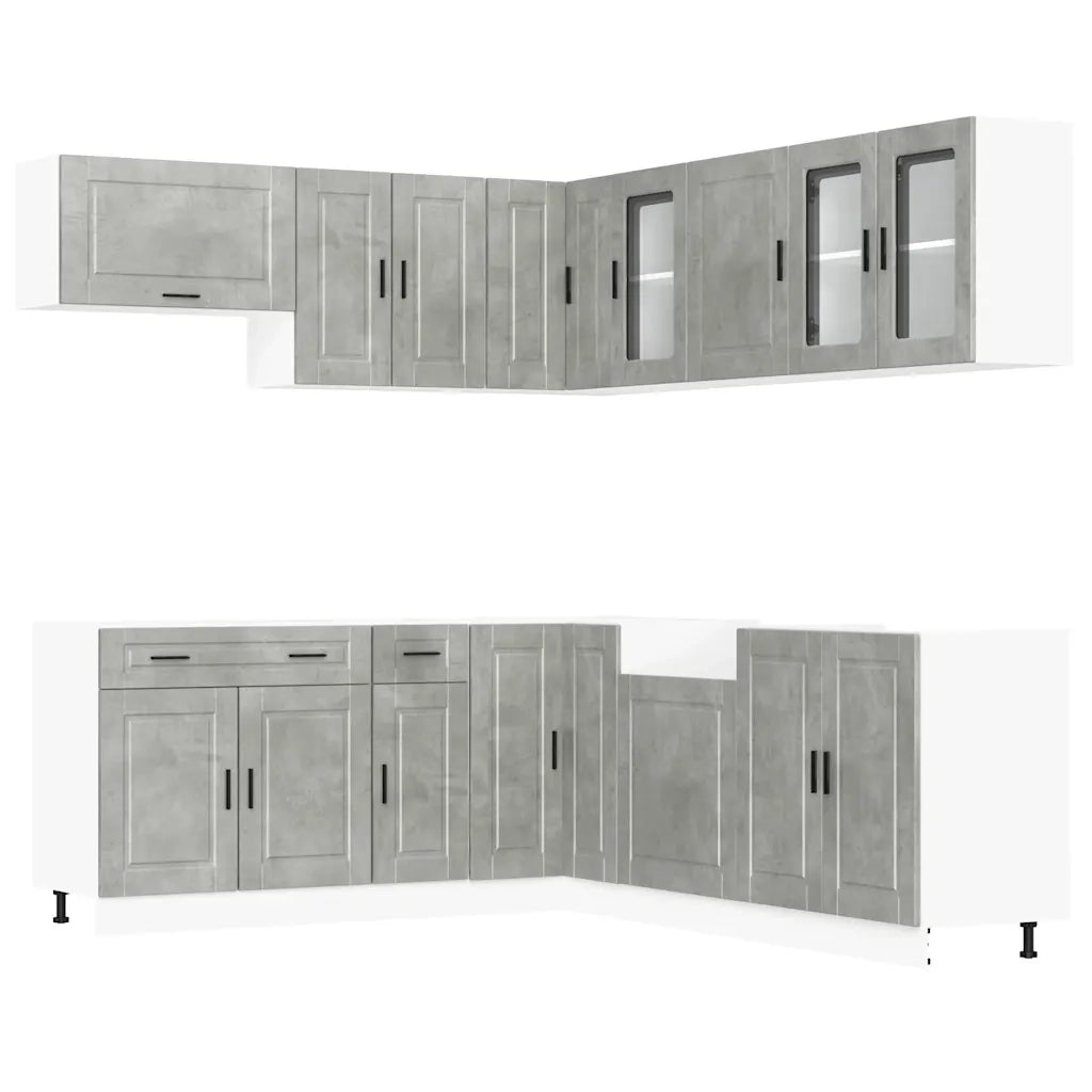 Set Mobili da Cucina 11 pz Porto Grigio Cemento in Truciolato