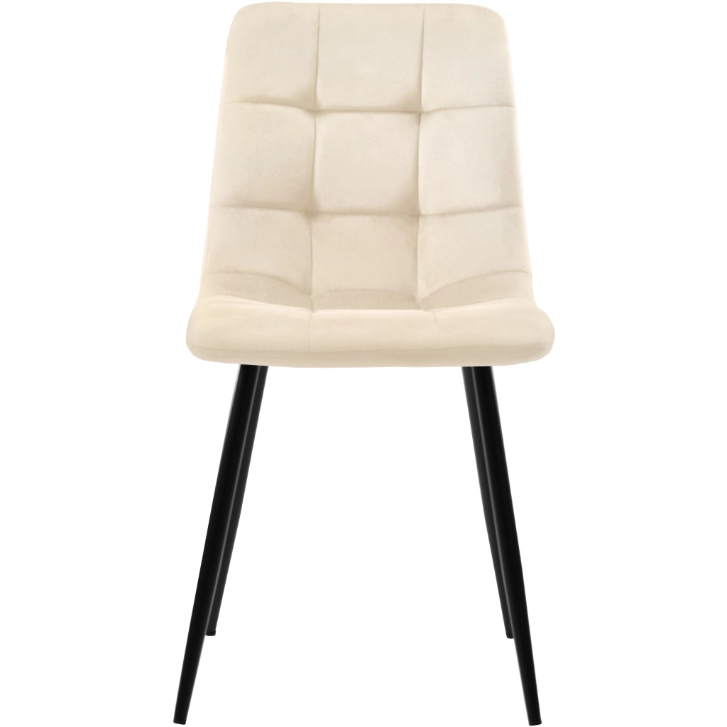Sedia da pranzo set da 4 con schienale imbottito e gambe in metallo, design moderno in velluto bianco antico