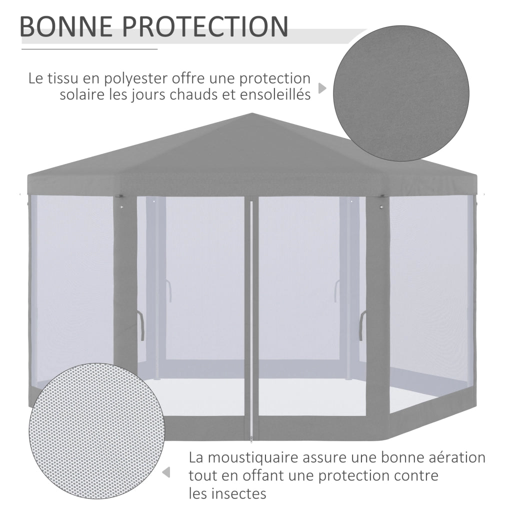 Gazebo esagonale da giardino ¨C Xylo ¨C metallo polyrattan grigio stile cosy