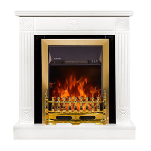 Camino Elettrico da Pavimento 86,5x82x25 cm Effetto Fiamma 2000W Donald & Galileo gold Bianco/nero