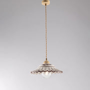 Sospensione 1 Luce Ferro Avorio E Ceramica D.30 Cm Bianco Serie Palma