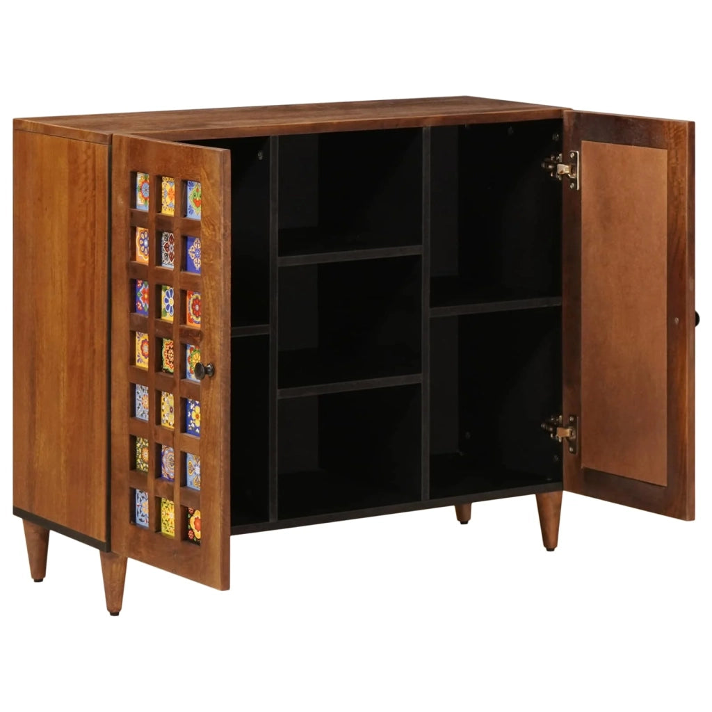 Credenza | Madia | Buffet da pranzo | Armadio da pranzo Noce 90 x 33,5 x 75 cm Legno di mango massello