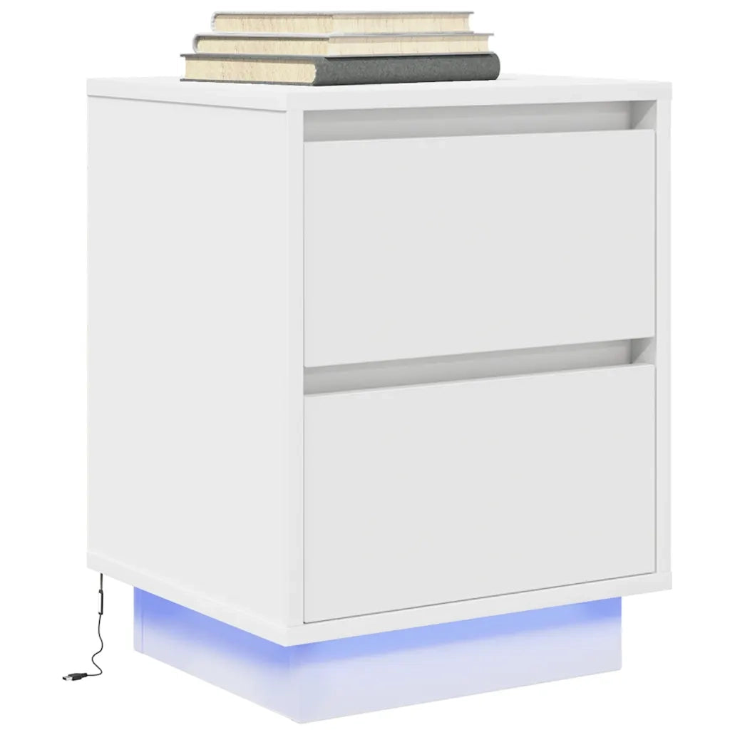 vidaXL Comodini con Luci a LED 2 pz Bianco 38x34x50 cm