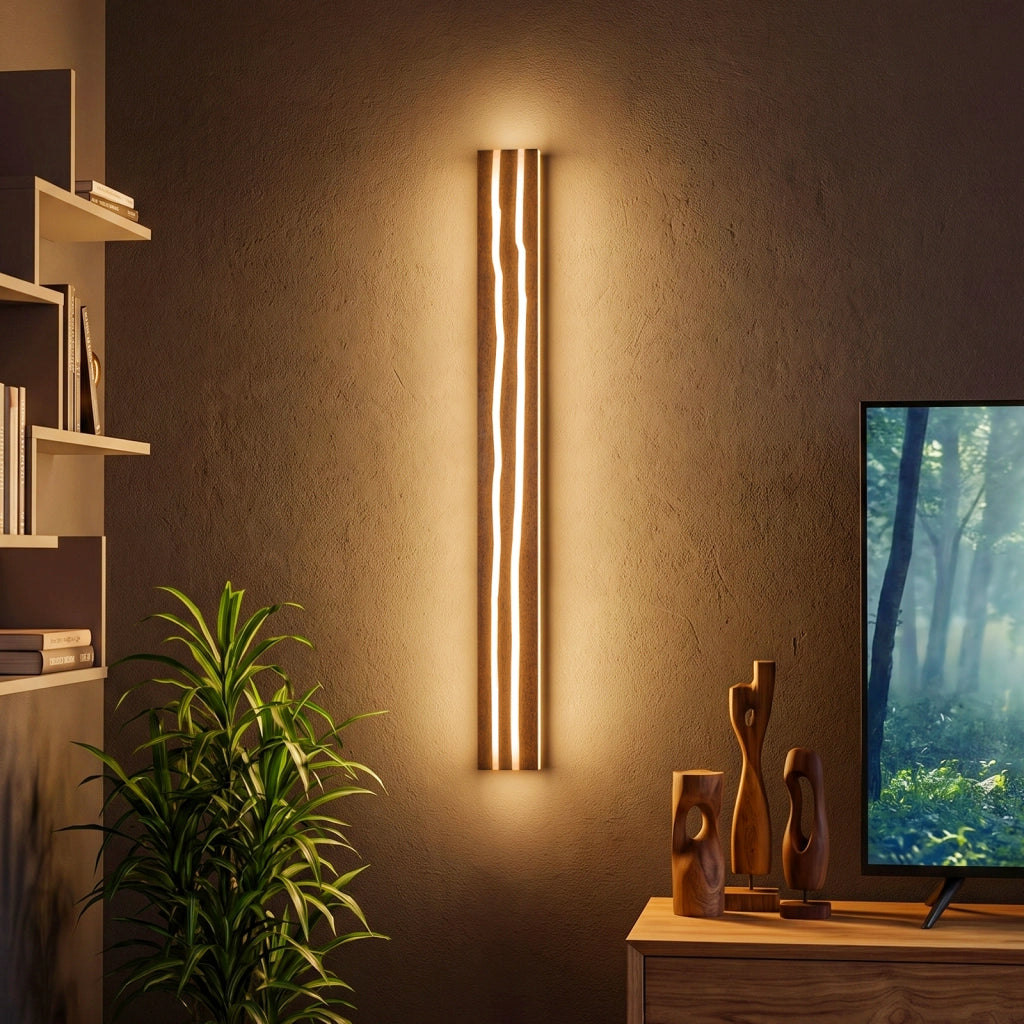 ZMH Lampada da Parete LED Legno 100cm Moderna 3000K 16W per Soggiorno Interni
