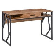 Scrivania Moderna in Metallo e MDF Stile Industriale, Mensole e Cassetto per Casa e Ufficio, 120x60x76cm Nero Marrone