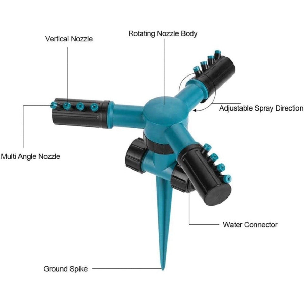 Trade Shop - Testine Spruzzatore Irrigatore Rotante A 360° Irrigazione Automatica A 3 Braccia -