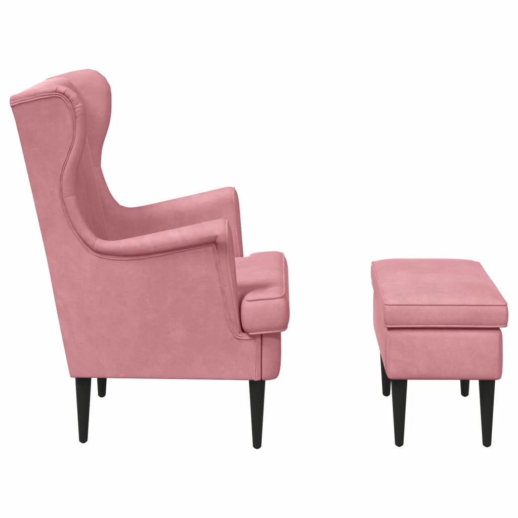 Poltrona con Ottomano 2 pz Rosa Velluto 3418826