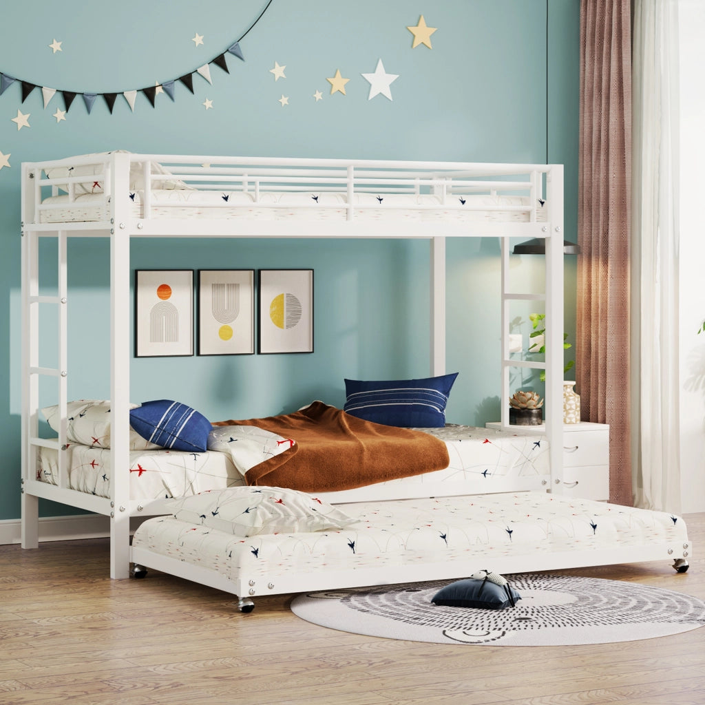 LETTO A CASTELLO con letto estraibile 90x200 cm in metallo bianco