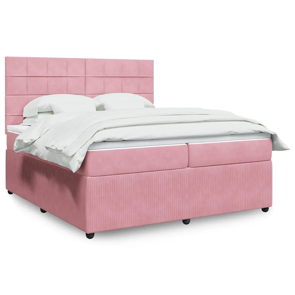 Giroletto a Molle con Materasso Rosa 200x200 cm in Velluto 3292435