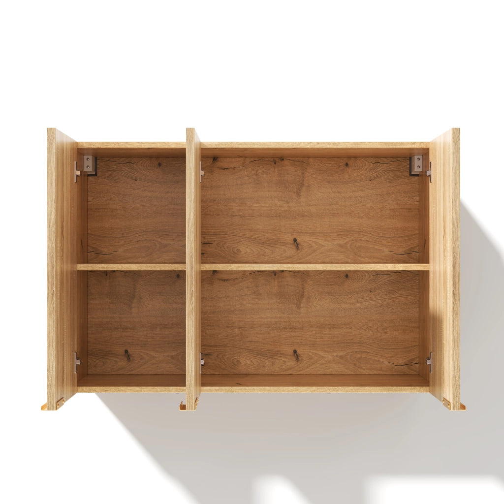 Pensile da parete con 3 ante, armadio sospeso salvaspazio, 90 x 29 x 60 cm, naturale