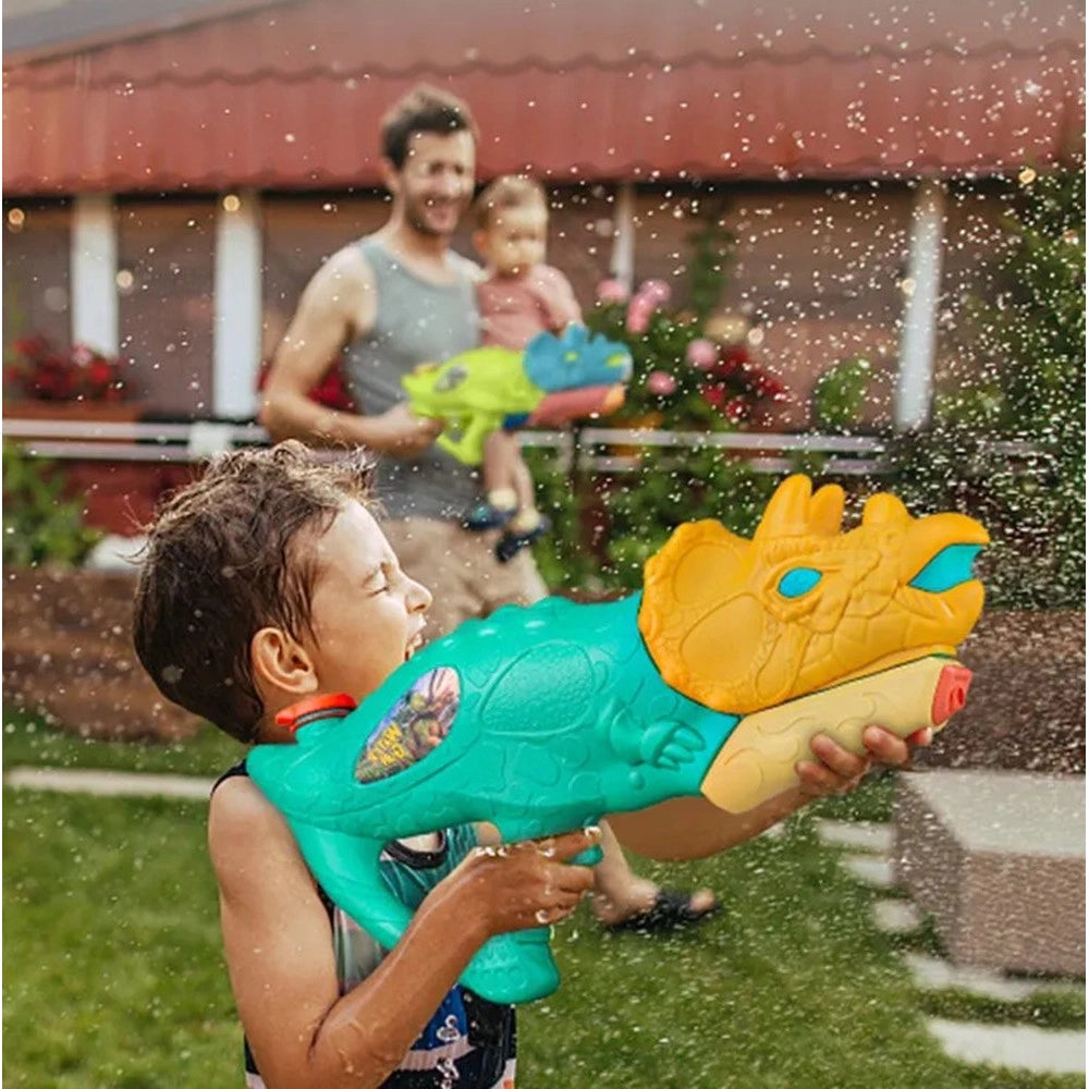 Trade Shop - Pistola Ad Acqua Per Bambini A Forma Di Dinosauro Triceratopo 28.5cm Gioco Estivo 618571 -