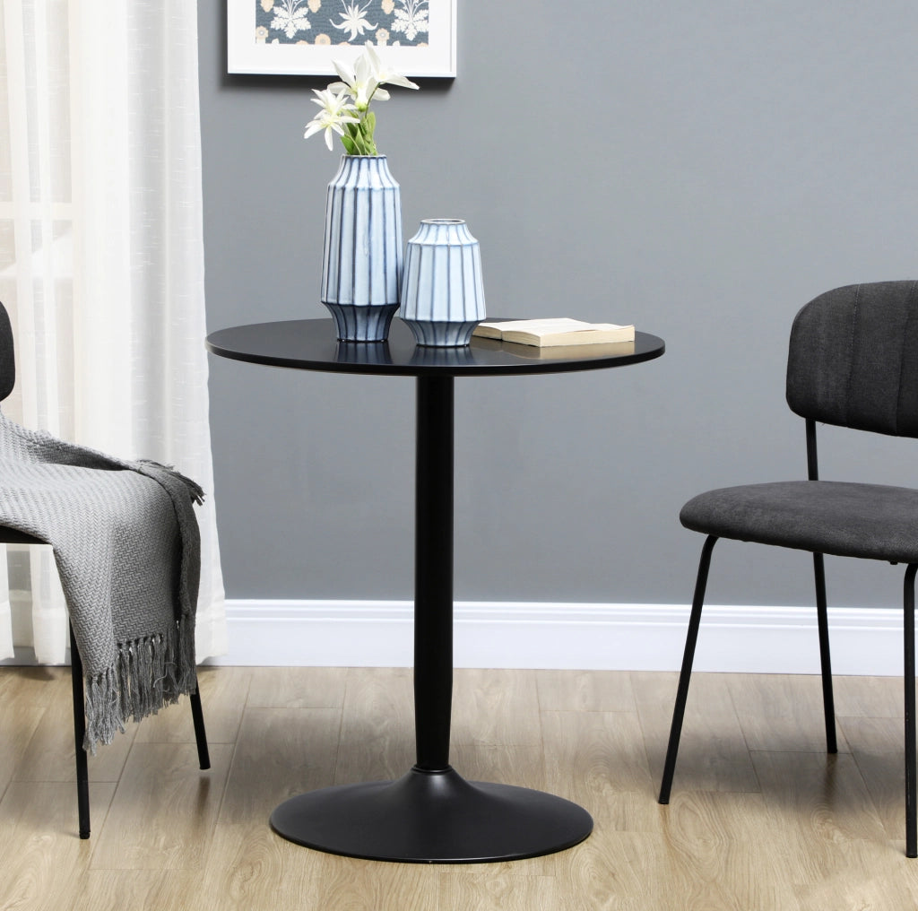Tavolo da pranzo rotondo ?70x75 cm salvaspazio con base antiscivolo in acciaio e MDF nero