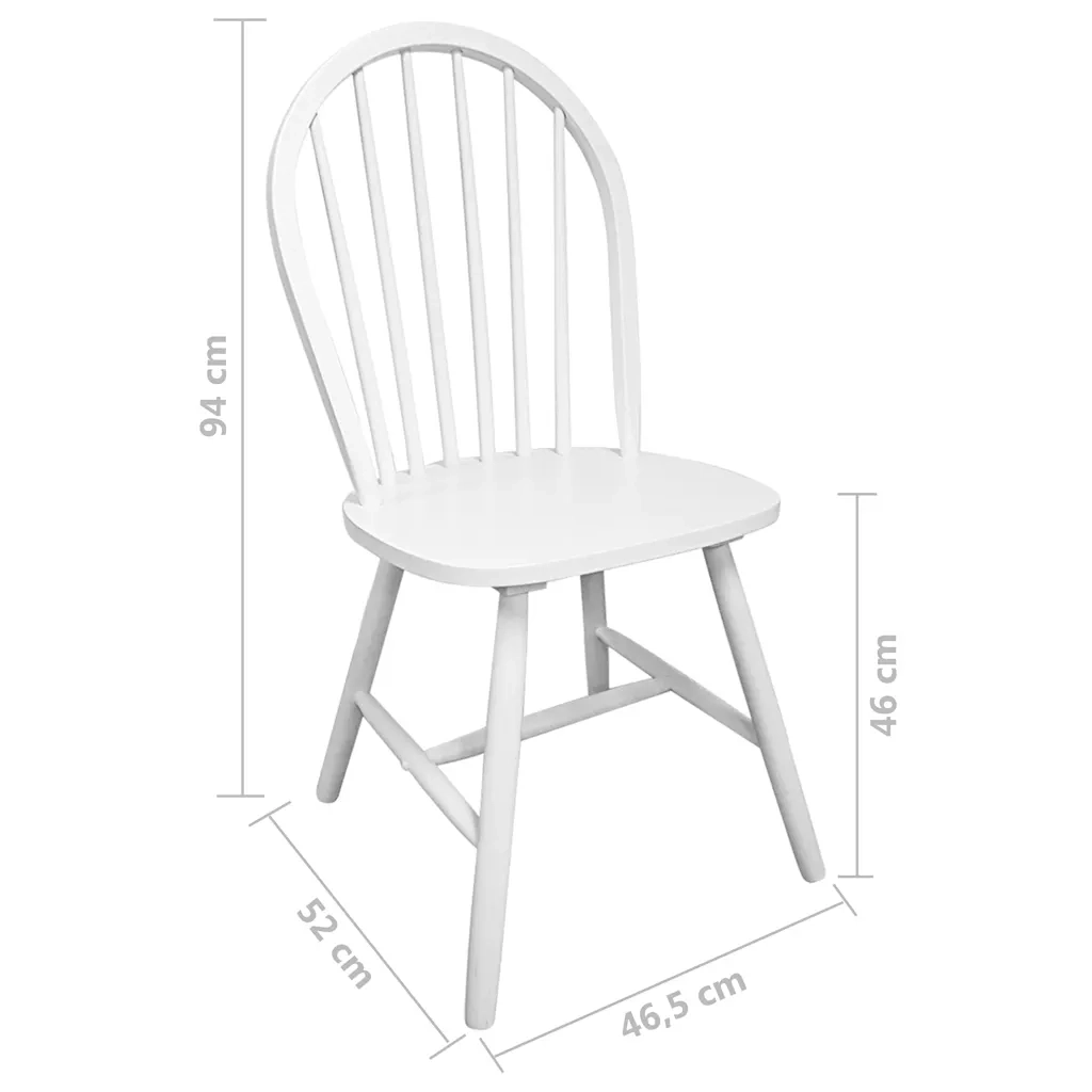 Sedie da Pranzo 4 pz Bianche in Legno Massello di Hevea cod mxl 24309