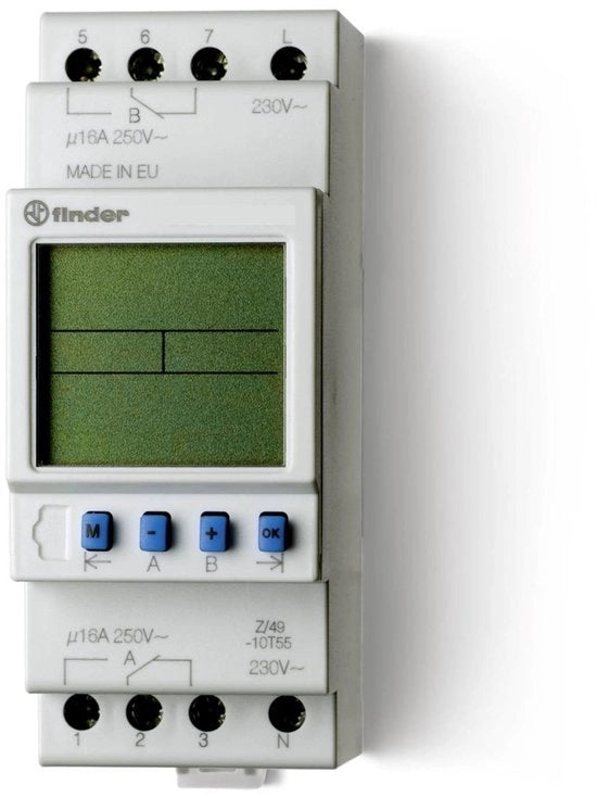 Regolatore di potenza per rail DIN 230 V/AC 2x contatto a commutazione 16 A 250 V/AC Programmazione settimanale