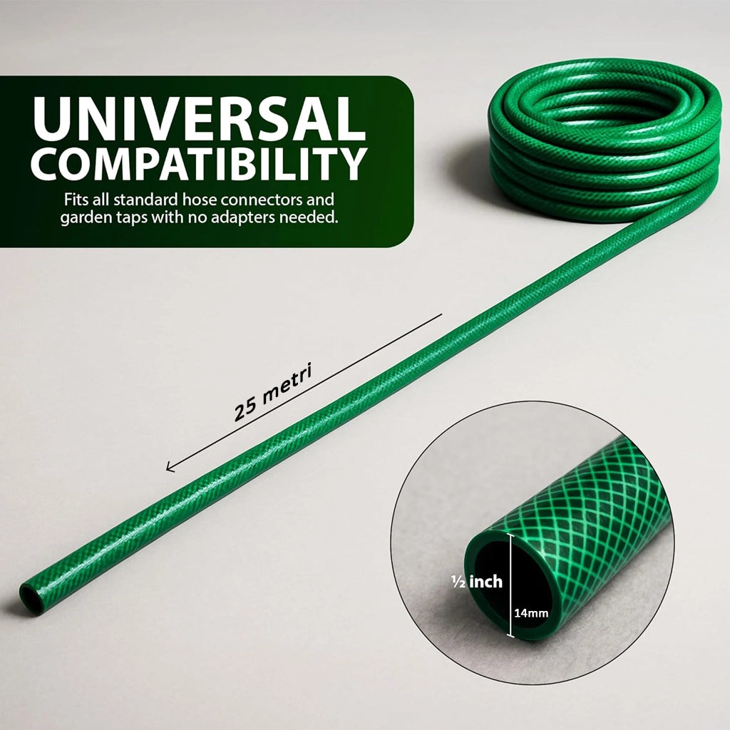 Tubo da Giardino 25 m Ø14mm Universale per Irrigazione Resistente alla Pressione